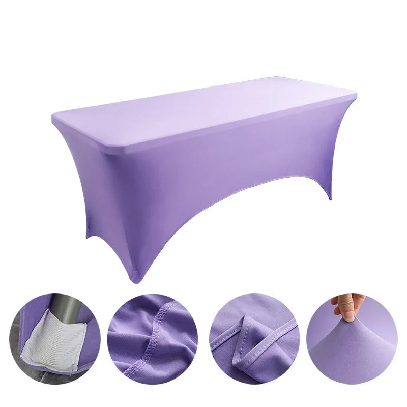6FT 8FTSpandex Tablecloth High Stretch Wedding Hotel Birthday Table Cover for 4ft 5ft 6ft 8ft Folding Table Cocktail Tablecloth