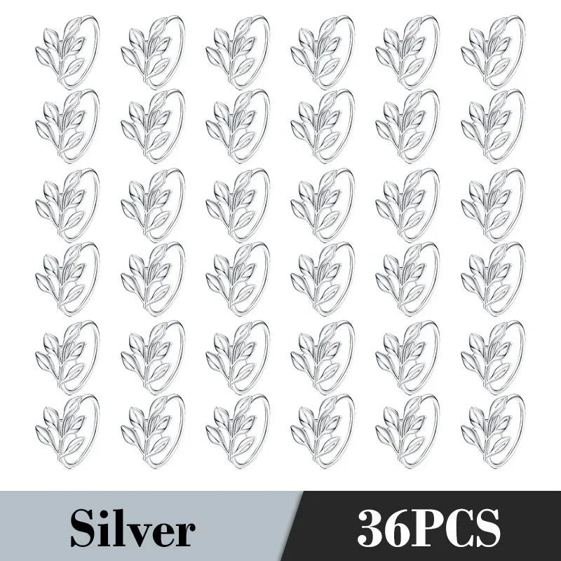 36PCS Vintage Style Leaf Napkin Ring Elegant Tricolor Leaf Napkin Buckle Birthday Wedding Party Banquet Table Decoration