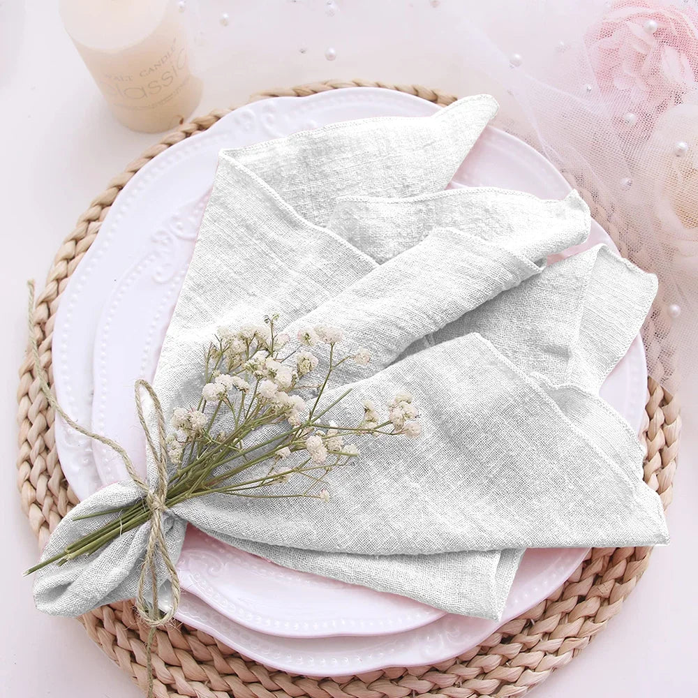 10pcs Cotton Cloth Napkins Gauze Fabric Blue 30x30cm for Wedding Party Birthday Tea Towel Table Baby Shower Christmas Napkins