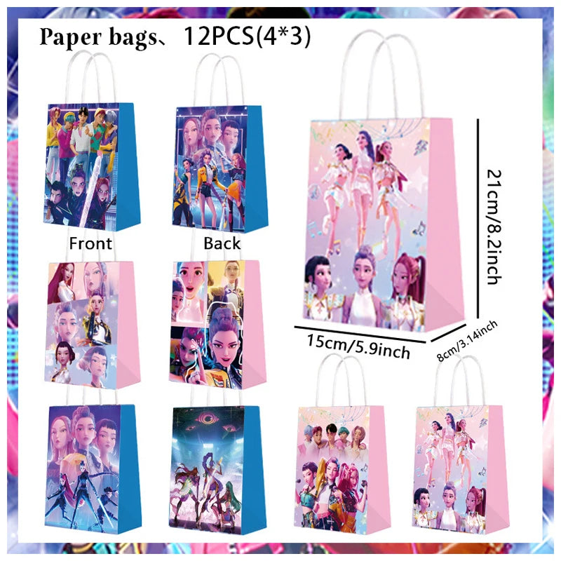 Kpop Demon Hunters Birthday Decorations Saja Boys Purple Napkins Plates Tableware Kpop Demon Hunter Birthday Party Favors Supply