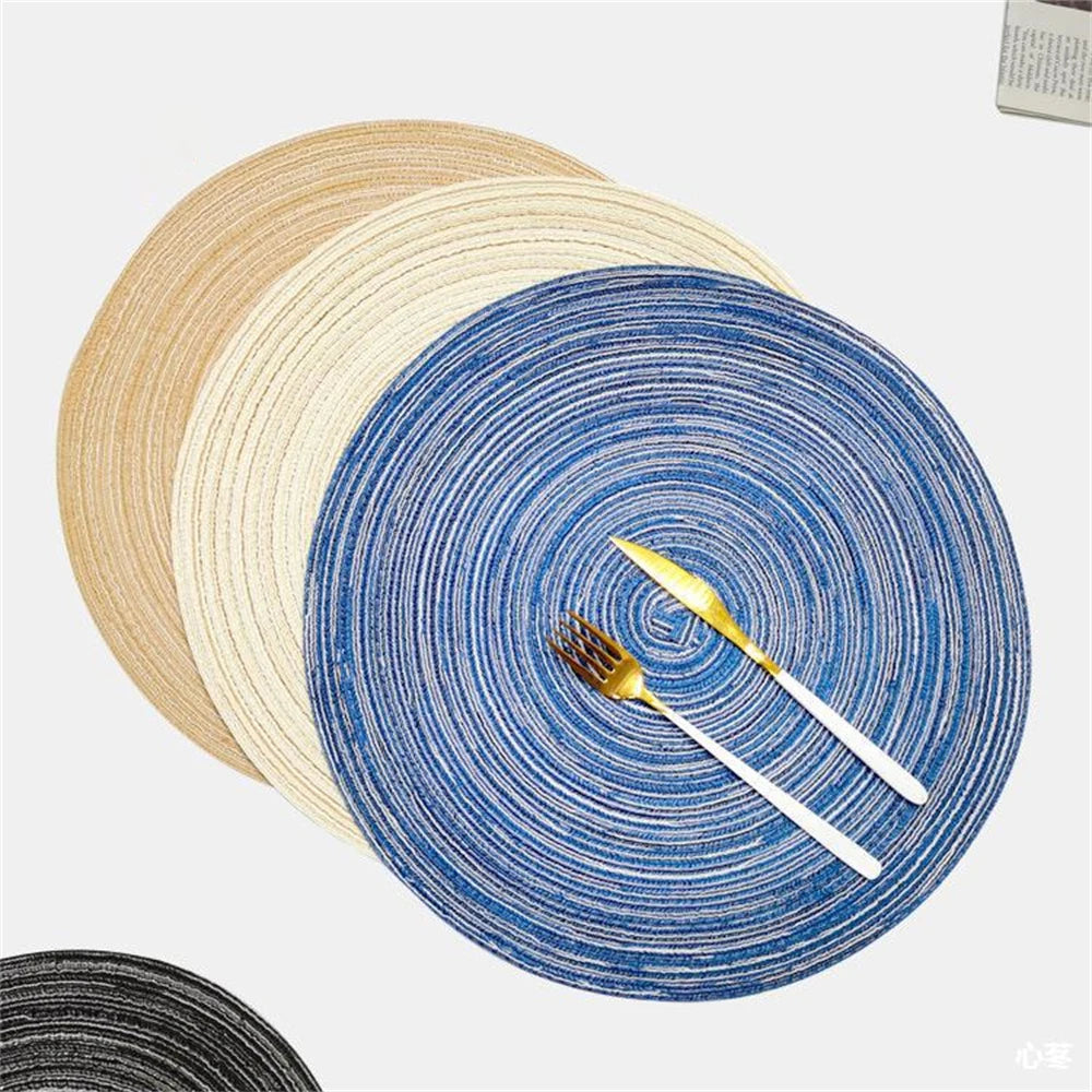 Natural Seagrass Place Table Woven Vinyl Individual Placemats For Table Non-Slip Kitchen Tableware Drink Cup Coaster Hoilday Dec