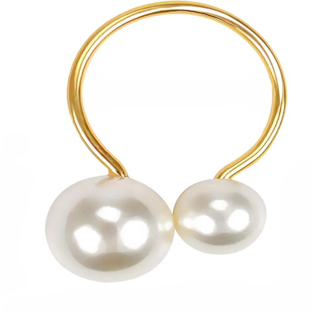 12PCS Pearl Napkin Rings Set Gold Napkin Ring Holders Serviette Ring Buckle for Wedding Birthday Banquet Party Table Supplies