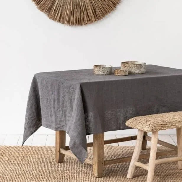 100% Pure Linen Solid Color Table Cover,Natural Fabric Tablecloth,for Kitchen Dining Room Party Holiday Tabletop Decoration