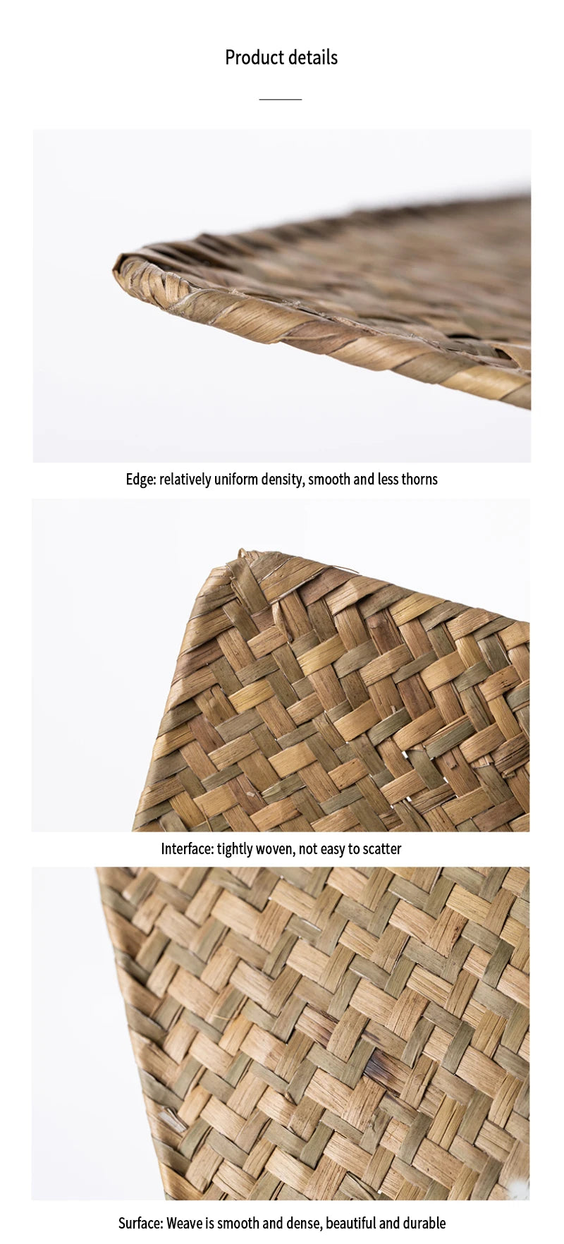 Natural Seagrass Place Table Woven Vinyl Individual Placemats For Table Non-Slip Kitchen Tableware Drink Cup Coaster Hoilday Dec