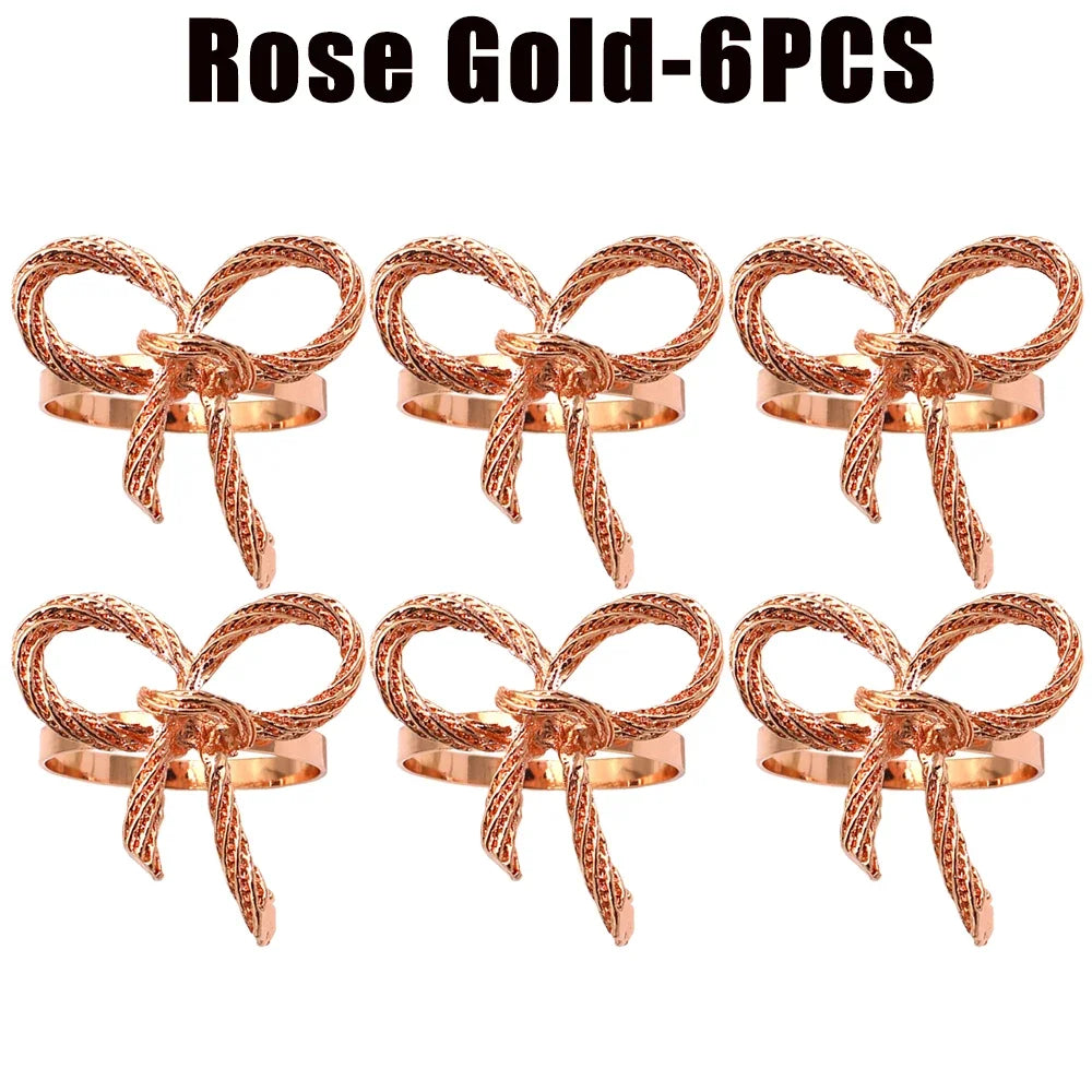 Alloy Bow Tie Napkin Rings Elegant Table Decor for Wedding Banquet Dinner Parties Reusable Metal Holders Gatherings Accessories