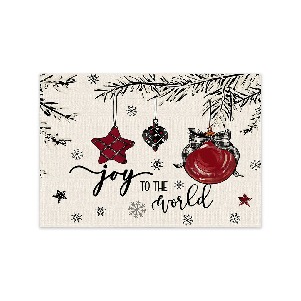 1/4/6pcs Christmas placemat, retro Christmas tree snowflake pattern dining table anti slip insulation mat, Christmas decoration