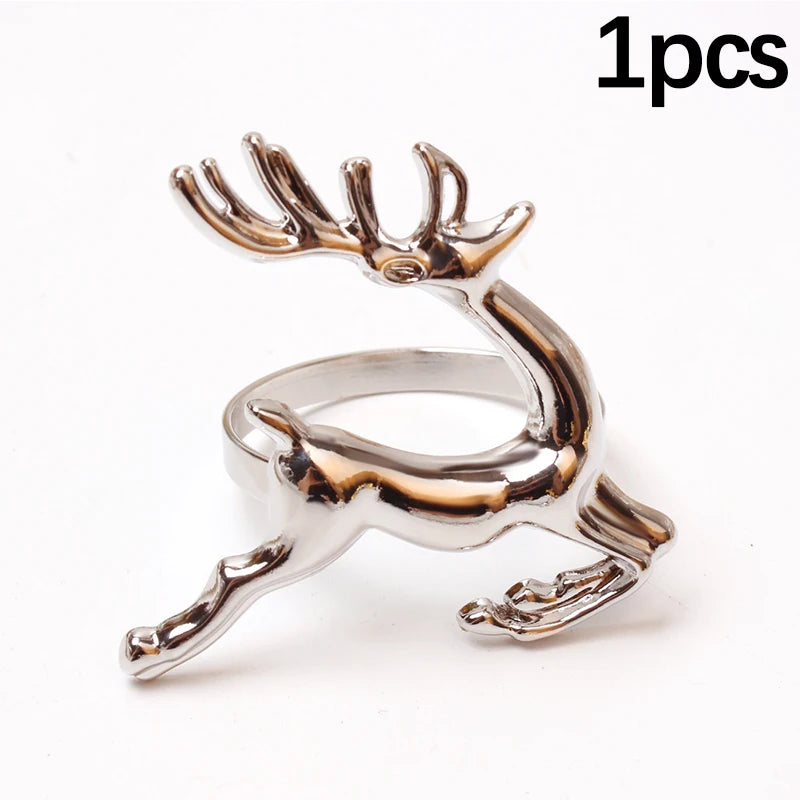 Gold Christmas Elk Napkin Rings Dining Table Ornament Napkin Buckles for Wedding Thanksgiving Easter Christmas