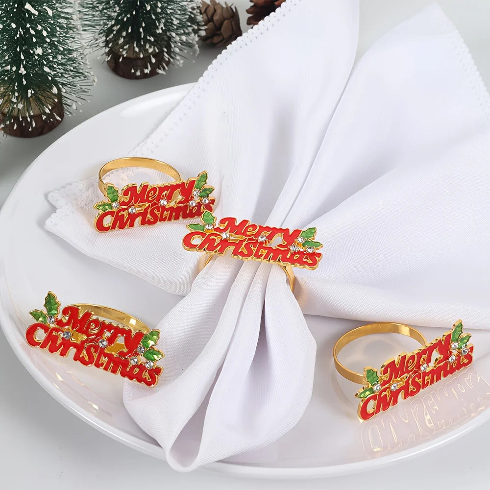 Holiday Christmas Thanksgiving Napkin Ring Holder Decorative Napkin Holder for Family Table Dinner Holiday Table Setting