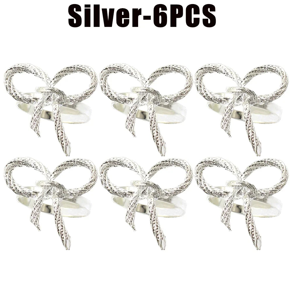 Alloy Bow Tie Napkin Rings Elegant Table Decor for Wedding Banquet Dinner Parties Reusable Metal Holders Gatherings Accessories
