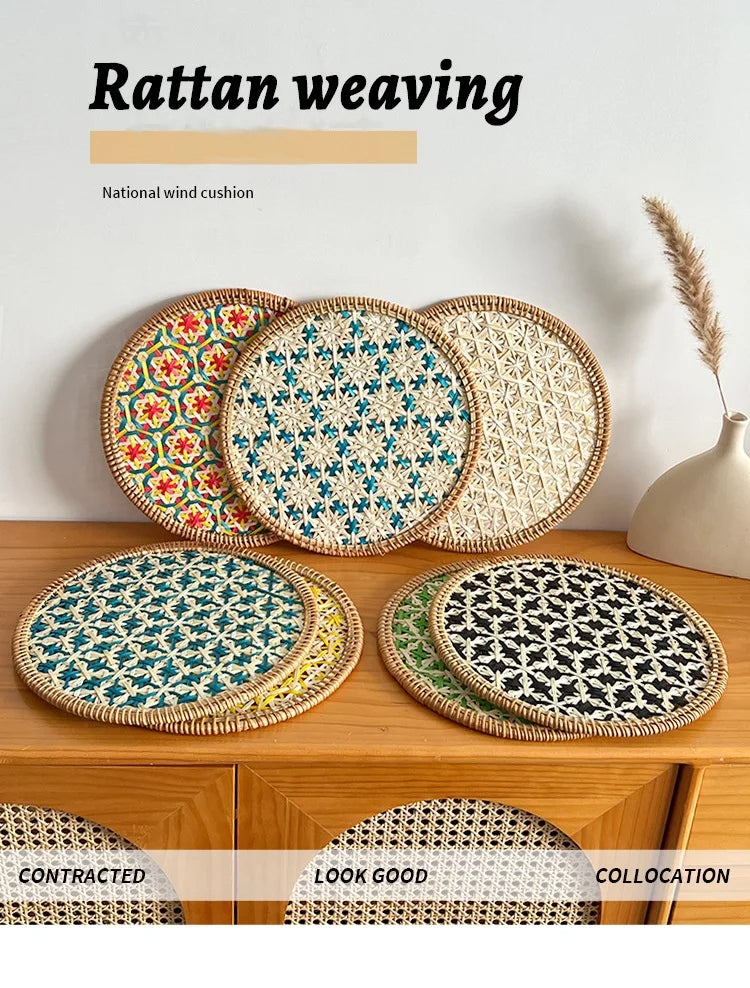 HeMu Bamboo handmade ethnic coaster pot pad placemat kitchen western restaurant insulation pad wall decoration pendant