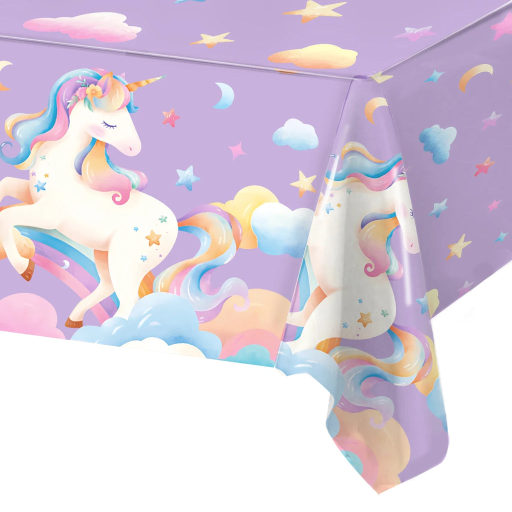 Rainbow Unicorn PE Tablecloth Happy Unicorn Theme Birthday Party Decorations Kids Favors Table Cover Girls Baby Shower Supplies