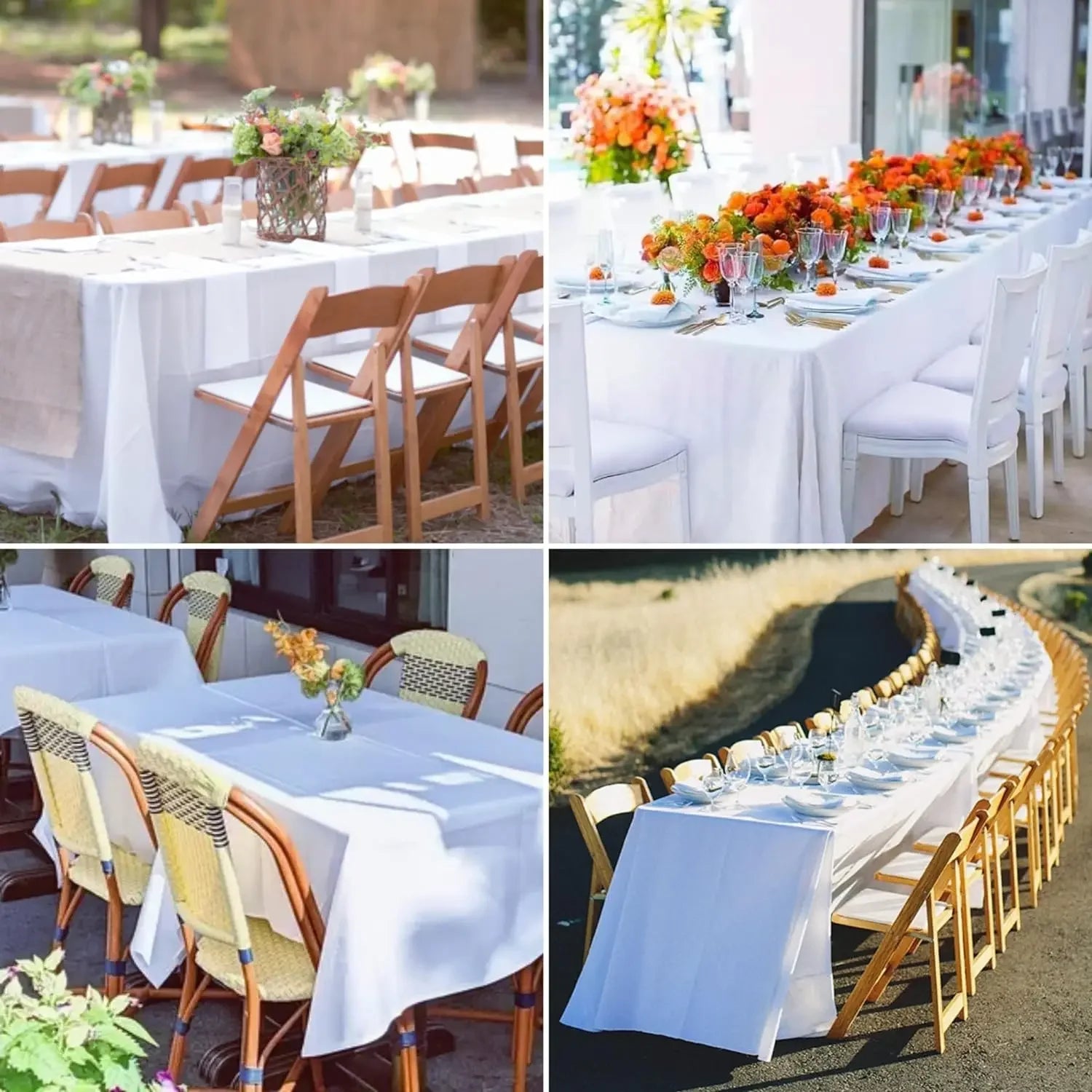 145-335cm Rectangle Satin Tablecloth Wedding Christmas Birthday Events Banquet White Table Cloth Overlays Home Dining Decor