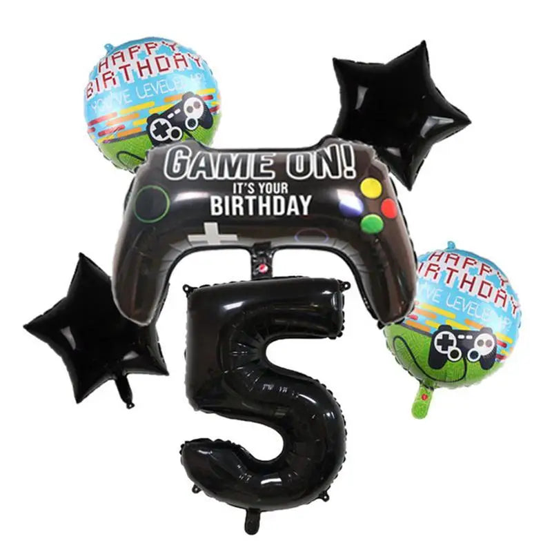 Video Game Birthday Party Favors New Paper Black White Blue Tableware Happy Birthday Plates Napkins Background Decorations Kits