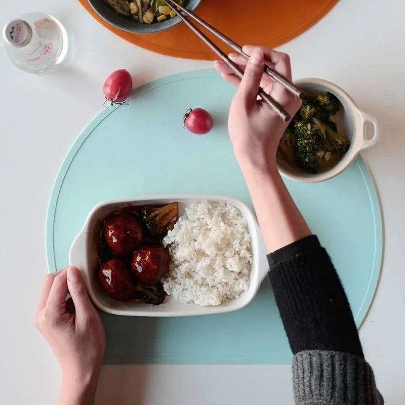 1/4/6Pcs Round Silicone Placemats for Dinner Table Non-Slip Heat Resistant Tableware Pads Mats for Kitchen Dining Patio 식탁매트