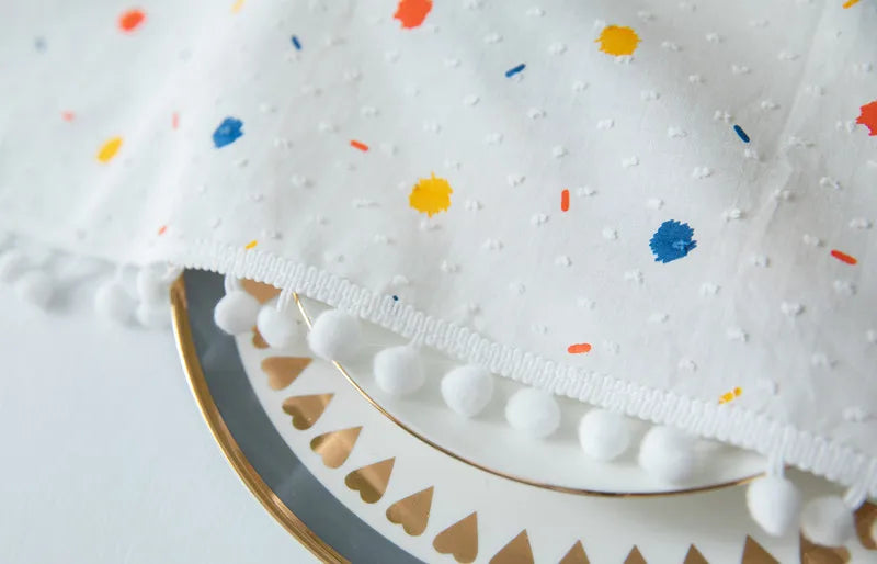 Korean Style Small Daisy Cotton Floral Tablecloth,Tea Table Decoration,Rectangle Table Cover For Kitchen Wedding Dining Room