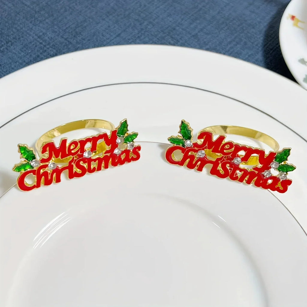 Holiday Christmas Thanksgiving Napkin Ring Holder Decorative Napkin Holder for Family Table Dinner Holiday Table Setting