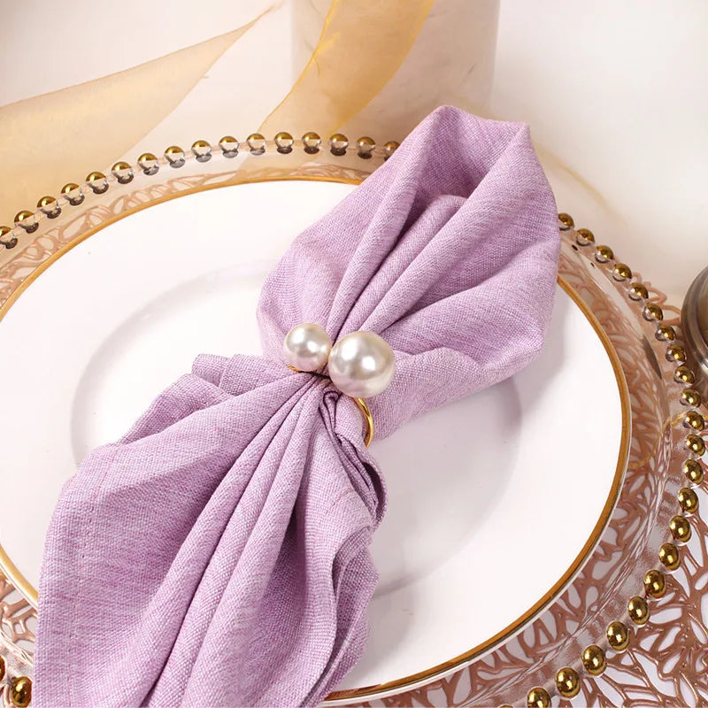 6PCS Napkin Rings For Table Decoration Highlighted Pearls Napkin Holders for Dining Room Birthday Wedding Dinner Table Decor