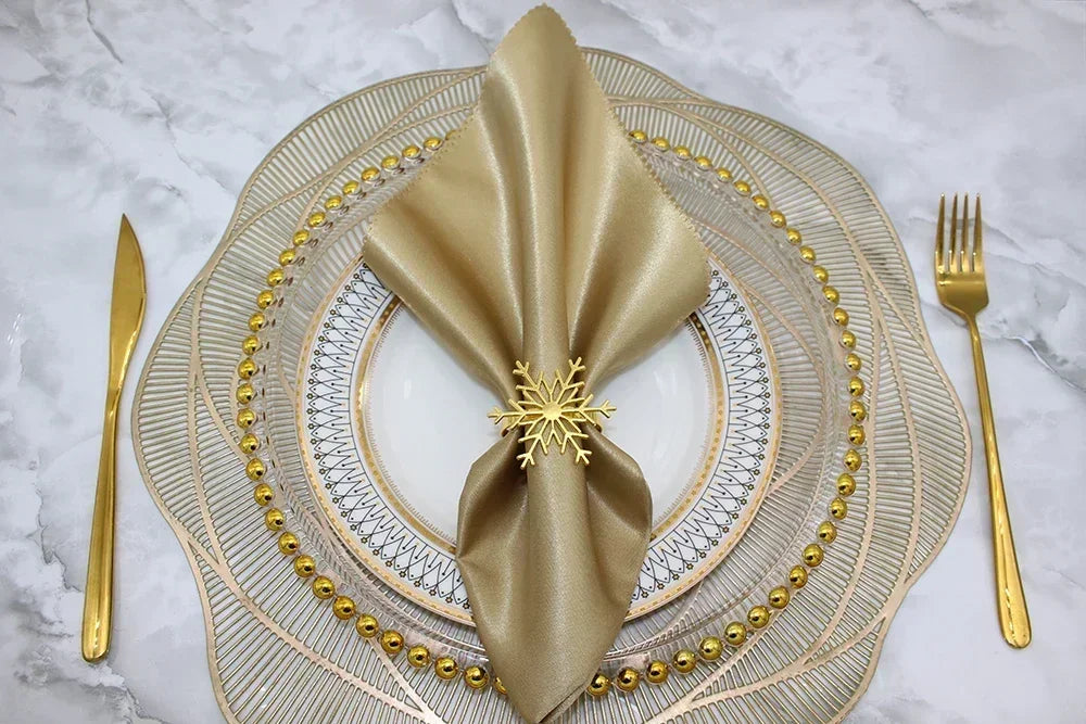6Pc Silver/Gold Snowflake Napkin Rings Dinner Napkin Rings Holder for Christmas Holiday New Year Wedding Party Table Decoration