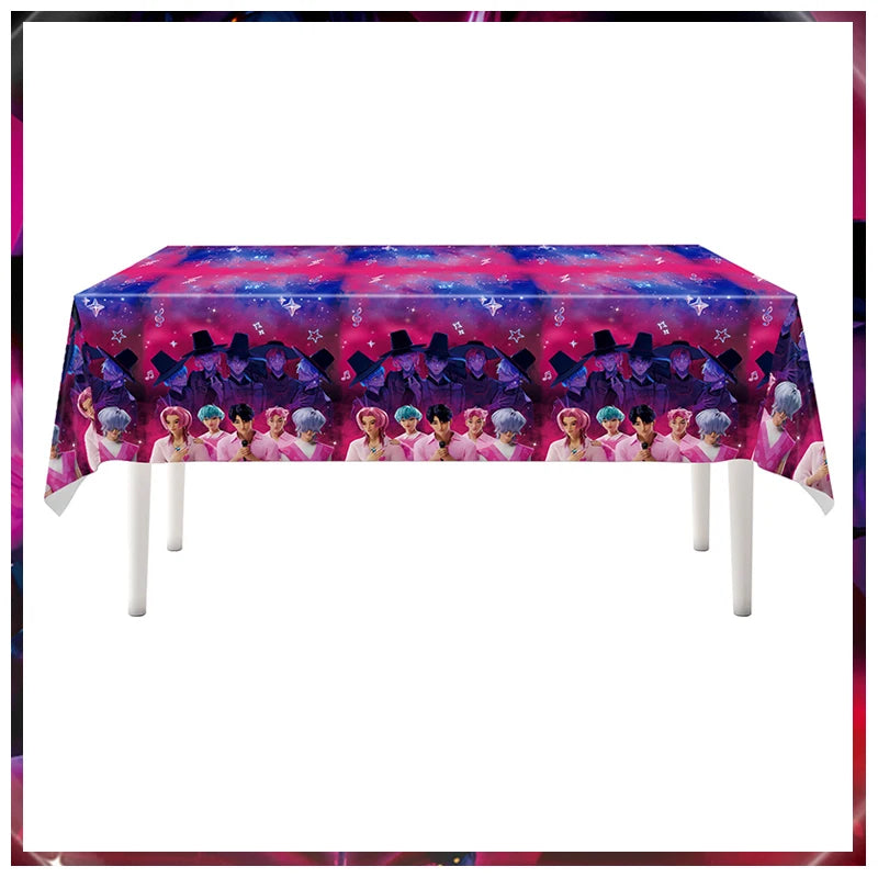 Kpop Demon Hunters Birthday Decorations Saja Boys Purple Napkins Plates Tableware Kpop Demon Hunter Birthday Party Favors Supply