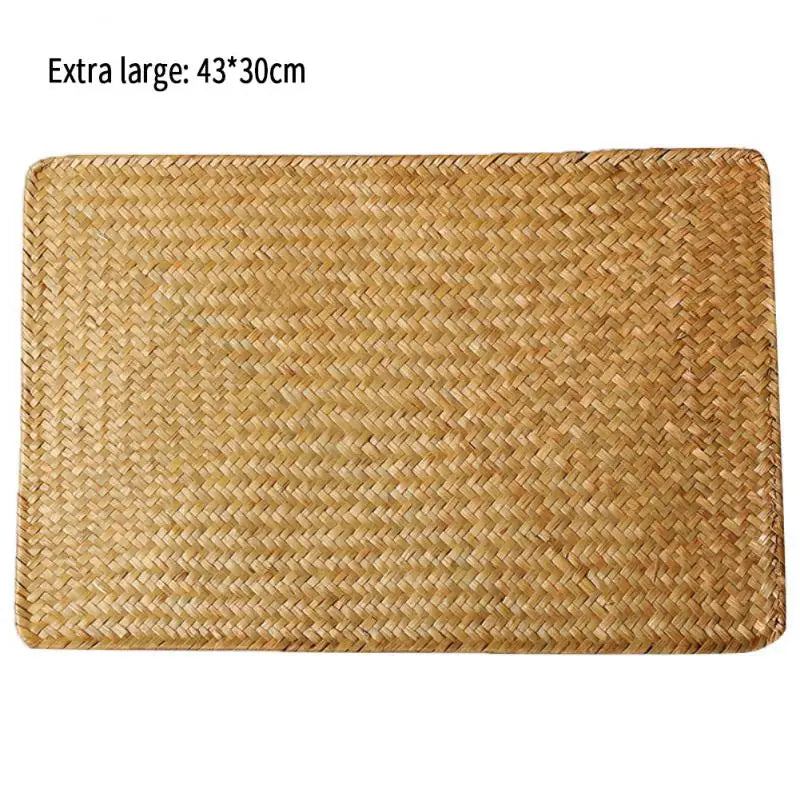Natural Seagrass Place Table Woven Vinyl Individual Placemats For Table Non-Slip Kitchen Tableware Drink Cup Coaster Hoilday Dec