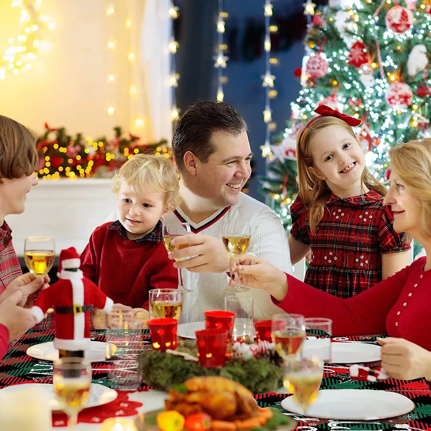 Christmas Meal Mat Christmas Decor Meal Mat Linen Printed Fabric Placemats Snowman Goblin Santa Tree Snowflake Desktop Decor