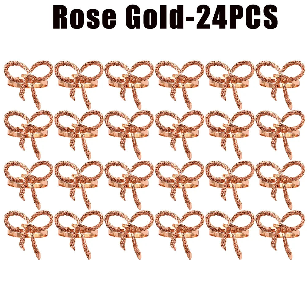 Alloy Bow Tie Napkin Rings Elegant Table Decor for Wedding Banquet Dinner Parties Reusable Metal Holders Gatherings Accessories