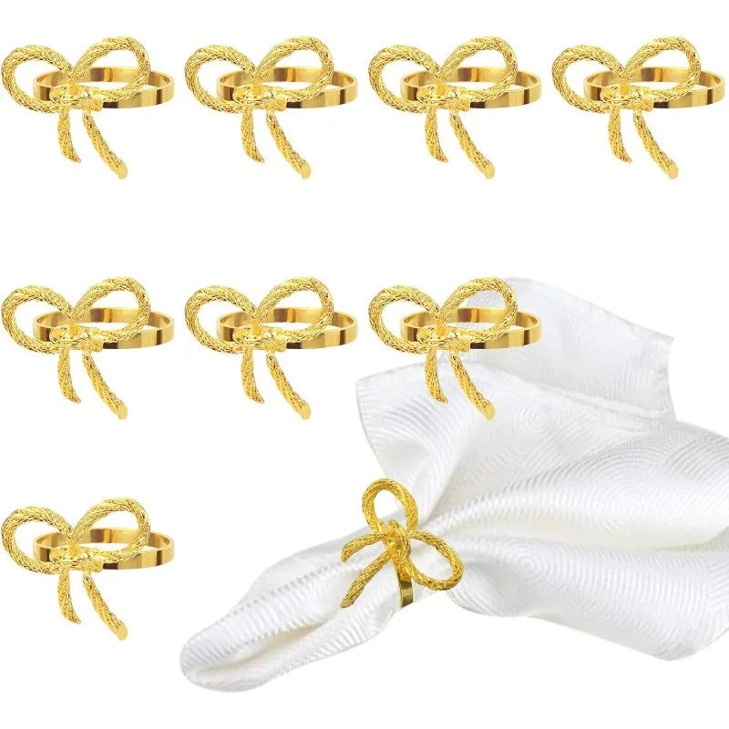 Alloy Bow Tie Napkin Rings Elegant Table Decor for Wedding Banquet Dinner Parties Reusable Metal Holders Gatherings Accessories