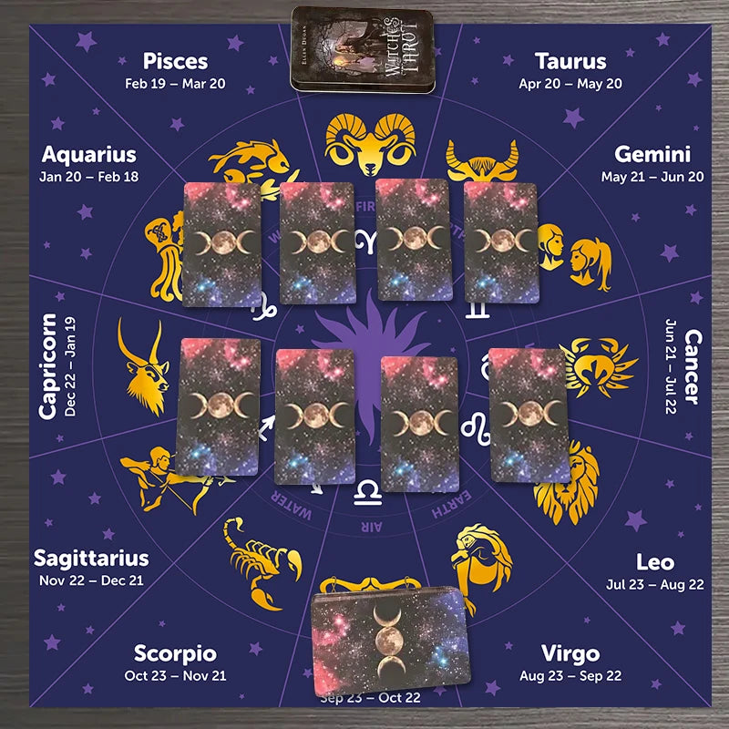 1pc Tarot card tablecloth, twelve constellations divination, starry sky altar cloth, Tarot card game decoration tablecloth