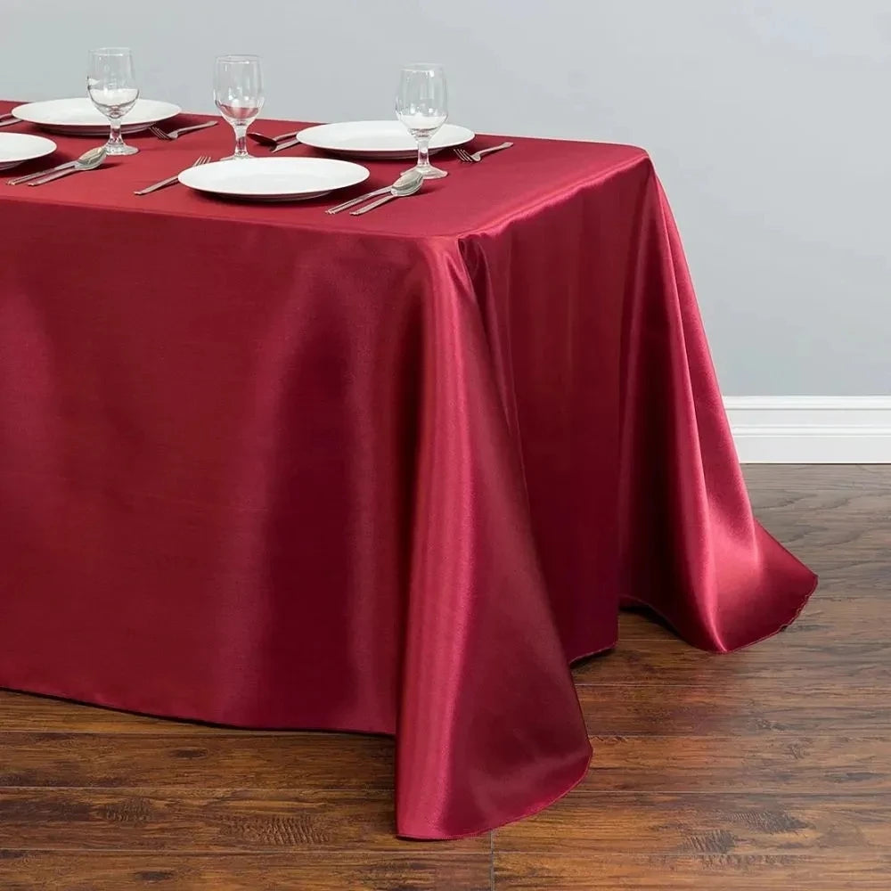 Solid Color Satin Table Cloth Tablecloth Table Cover Overlay For Birthday Wedding Banquet Restaurant Festival Party Supply