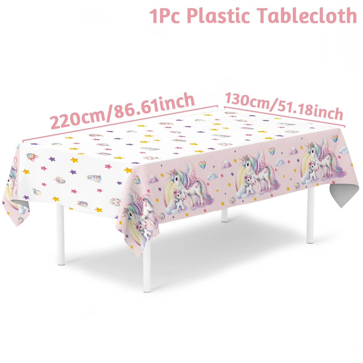 Rainbow Unicorn PE Tablecloth Happy Unicorn Theme Birthday Party Decorations Kids Favors Table Cover Girls Baby Shower Supplies