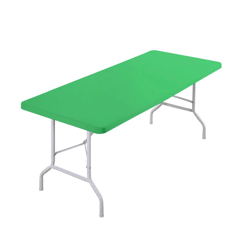 Rectangle Table Cloth, Elastic Fitted Fabric Tablecloth Fits for 6 Foot Folding Tables, Washable Table Cover for Picnic, Camping