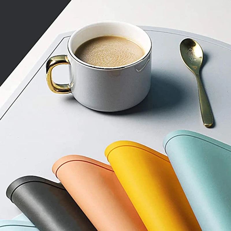 1/4/6Pcs Round Silicone Placemats for Dinner Table Non-Slip Heat Resistant Tableware Pads Mats for Kitchen Dining Patio 식탁매트