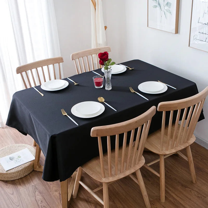 Solid black conference banquet hotel dining table exhibition advertising tablecloth officetable cloth art rectangular tablecloth