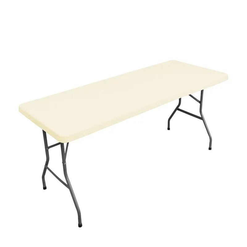 Rectangle Table Cloth, Elastic Fitted Fabric Tablecloth Fits for 6 Foot Folding Tables, Washable Table Cover for Picnic, Camping