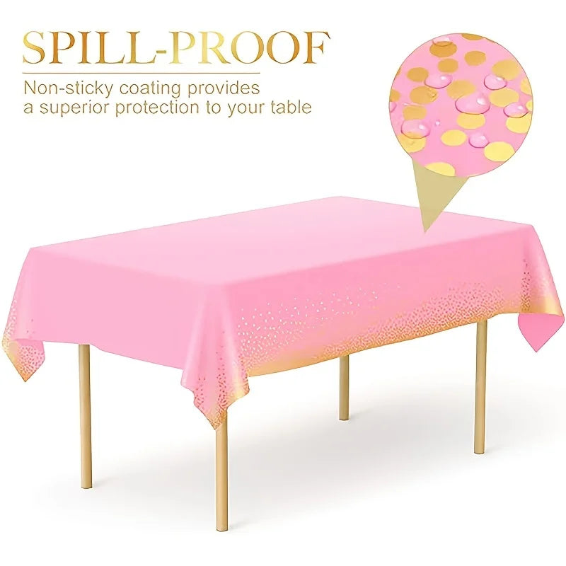 Elegant Dot Disposable Tablecloth, 137 x 274cm - Ideal for Birthday Parties Weddings Youngsters Showers and Special Occasions
