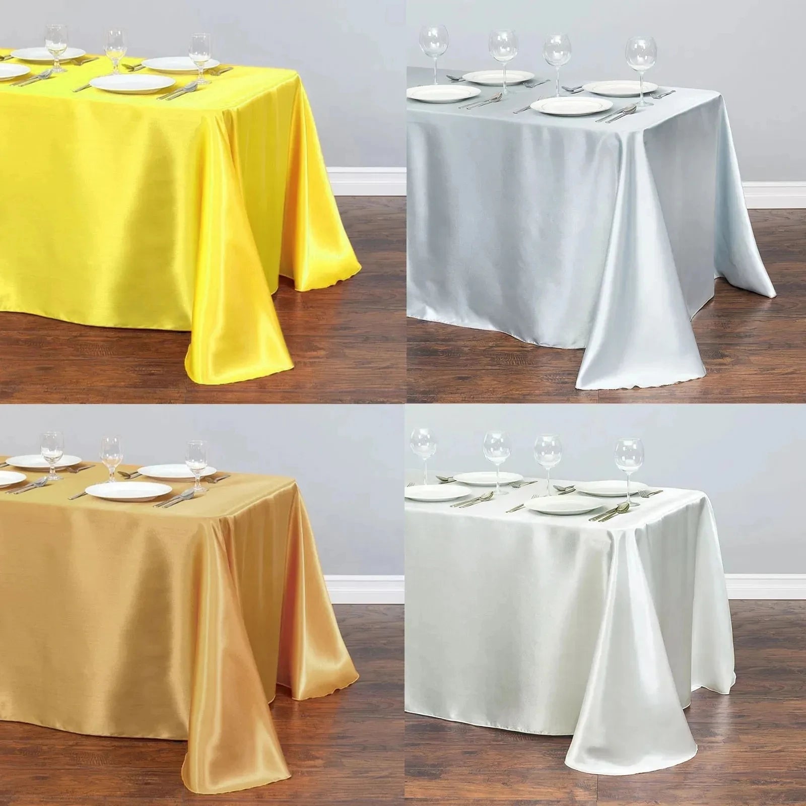 Solid Color Satin Table Cloth Tablecloth Table Cover Overlay For Birthday Wedding Banquet Restaurant Festival Party Supply