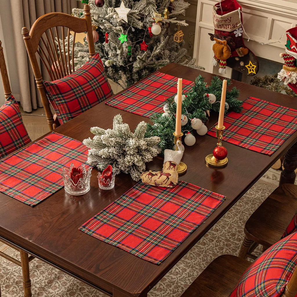 Christmas Red Plaid Napkins Retro Checkered Napkins for Holiday Dinner Party Dining Festive Decor Dropshipping