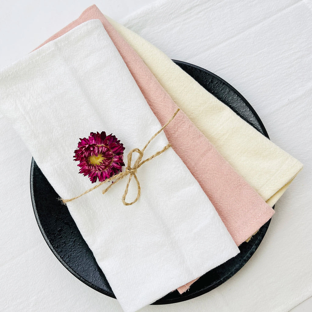 4PCS Cream Napkins 100% Cotton Cloth Napkins Dinner Table Napkins Serviettes Soft Washable Reusable Weddings Parties Restaurant
