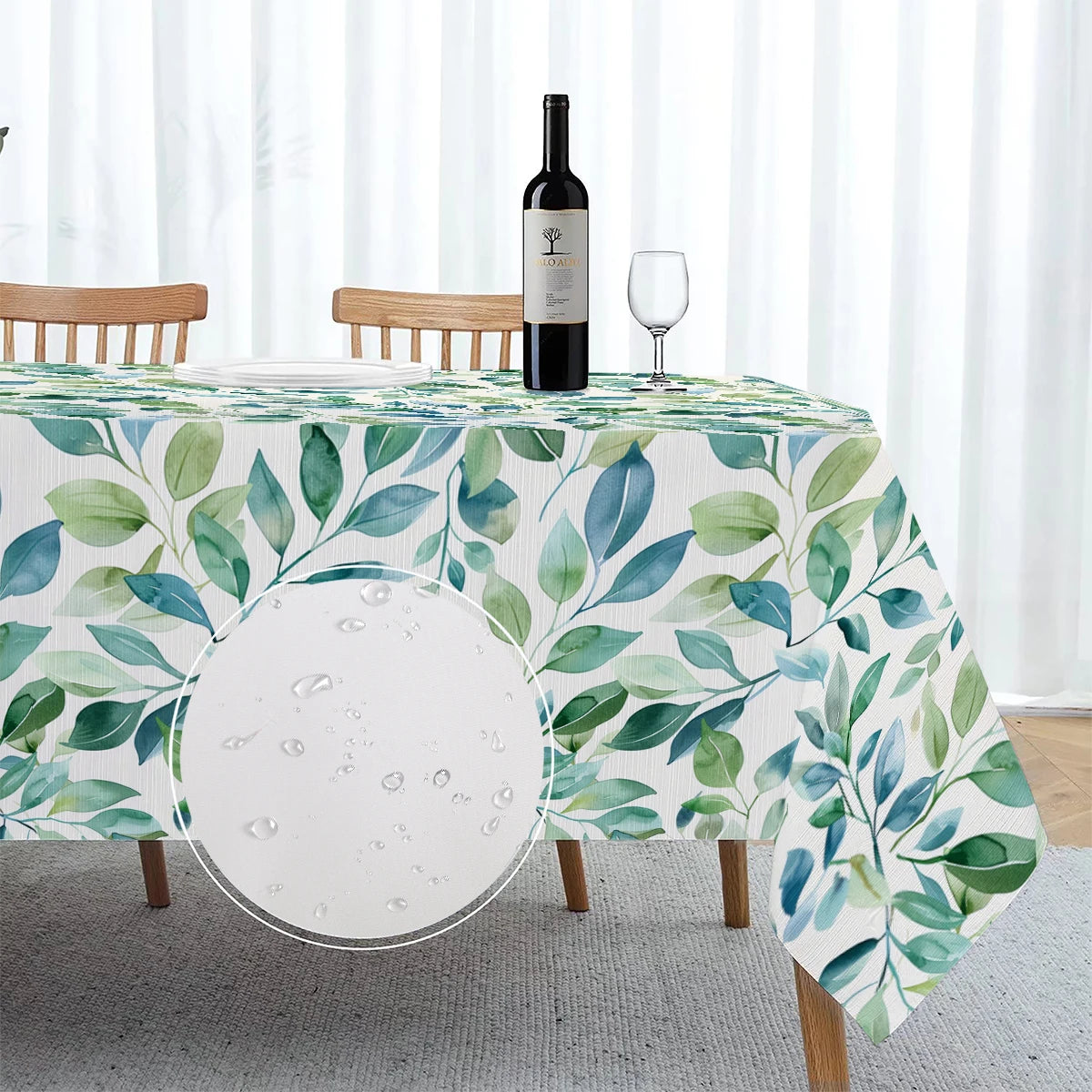 Floral Leaves Palm Leaves Printing Rectangular Waterproof Tablecloths for Table Party Decoration Dining TablesCover Manteles