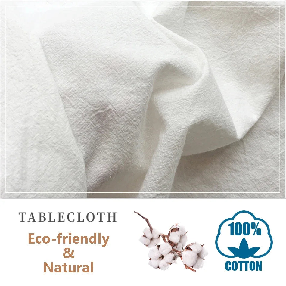 Flounce Stitching Cotton Fabric Table Cloth Washable Tablecloth for Wedding Party Dining Banquet Decoration Luxuriou Table Cover