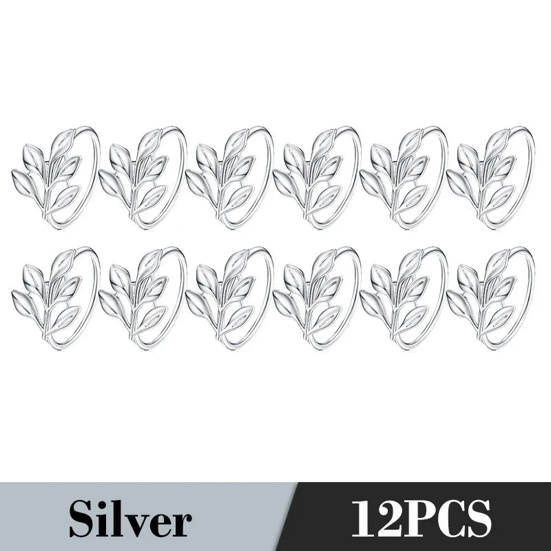 36PCS Vintage Style Leaf Napkin Ring Elegant Tricolor Leaf Napkin Buckle Birthday Wedding Party Banquet Table Decoration