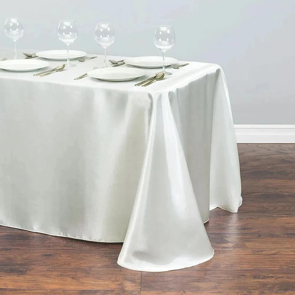 Solid Color Satin Table Cloth Tablecloth Table Cover Overlay For Birthday Wedding Banquet Restaurant Festival Party Supply