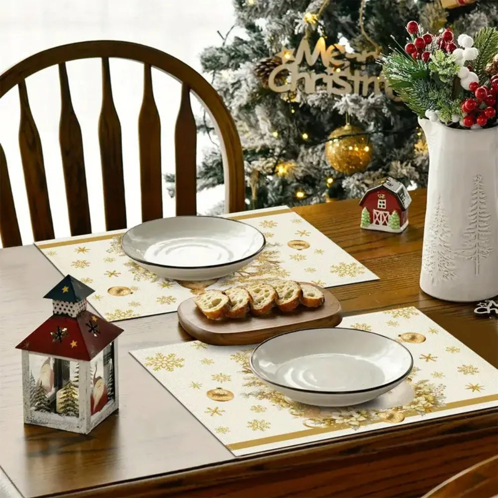 VIKAMA Christmas snowman placemats for festive decoration, waterproof and heat-resistant for restaurants, cafes and picnics