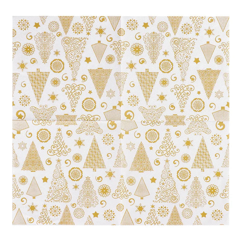 20Pcs Golden Christmas Tree Pattern Printed Napkins Party Tissue Paper Western Restaurant Bakery Suitable Exquisite Odorless