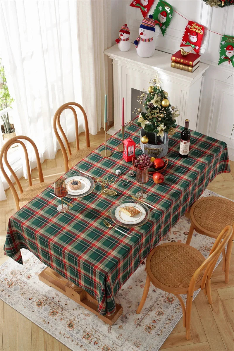Christmas Red Plaid Tablecloth Festive  for Holiday Dinner Party Dining Room Decor