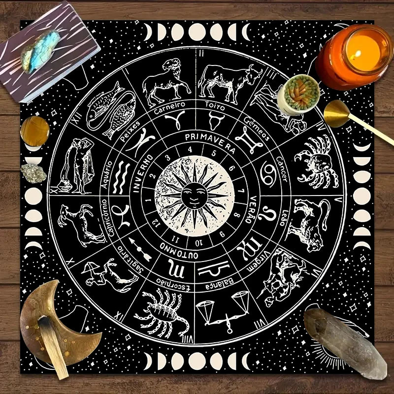 1pc Tarot card tablecloth, twelve constellations divination, starry sky altar cloth, Tarot card game decoration tablecloth