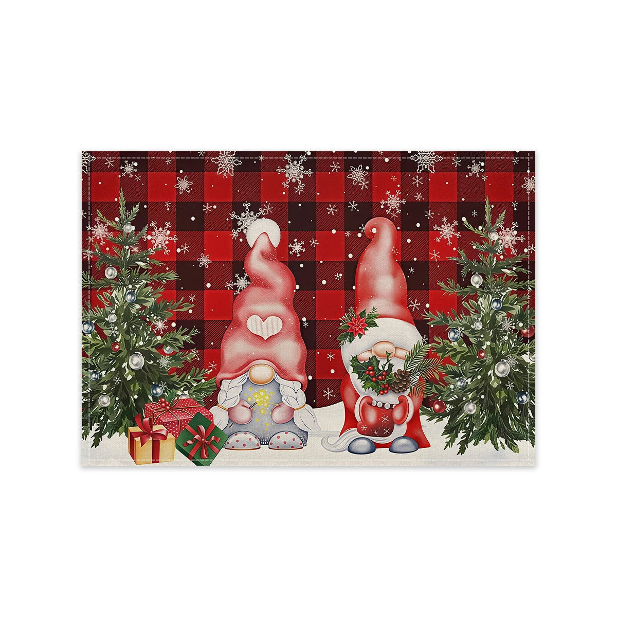 1/4/6pcs Christmas placemat, retro Christmas tree Santa Claus pattern dining table anti slip insulation mat,