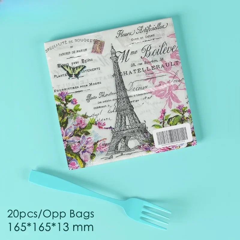 20pcs 33*33cm Titan Butterfly Element Party Decoration Disposable Paper Placemats Colorful Napkins Butterfly Bone Bart Paper