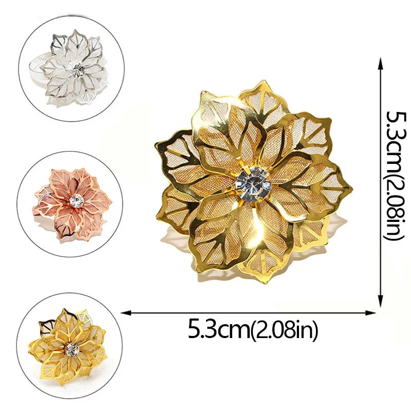 6pcs Metal Rings Napkin Holder Dinner Petals Dining Napkin Rings Anniversary Wedding Party Accessories Dinner Table Decoration