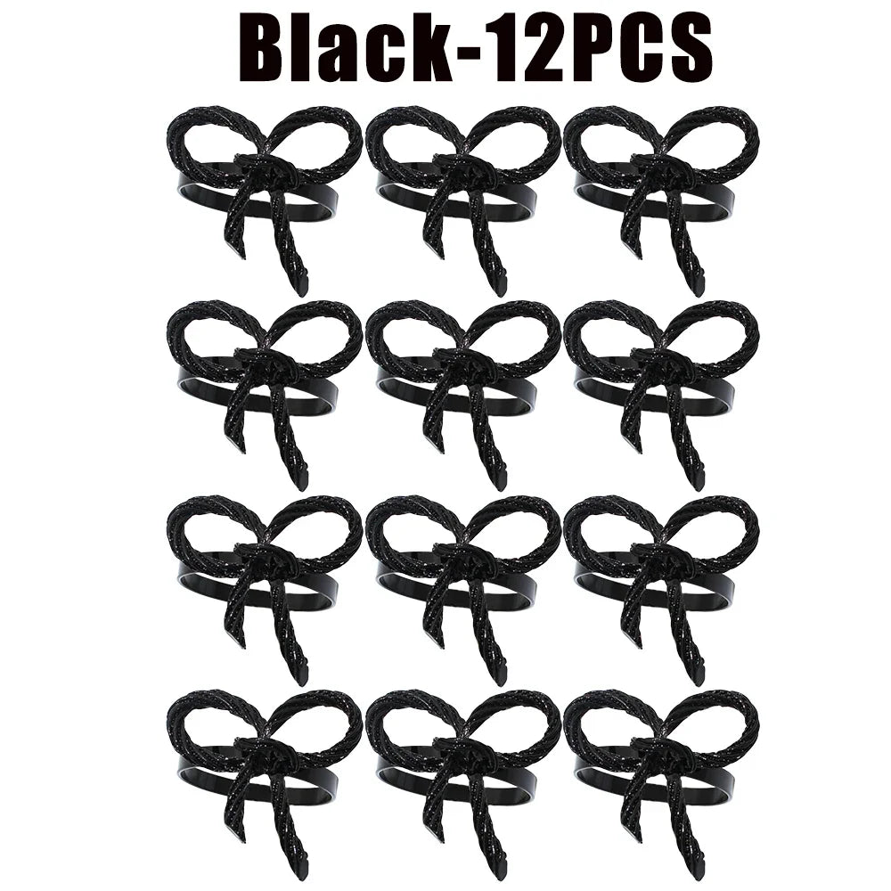 Alloy Bow Tie Napkin Rings Elegant Table Decor for Wedding Banquet Dinner Parties Reusable Metal Holders Gatherings Accessories